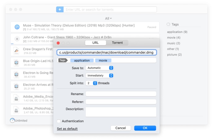 Kostenloser Download-Manager für Mac mit erweiterten Optionen