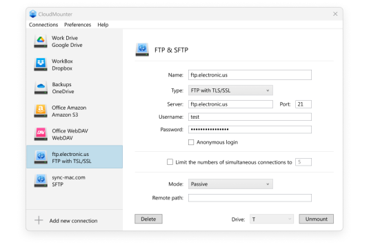 FTP/SFTP connection